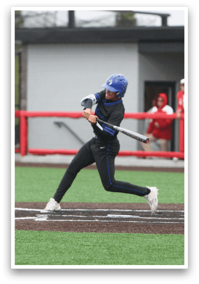 A baseball player is swinging a bat. Description generated by AI