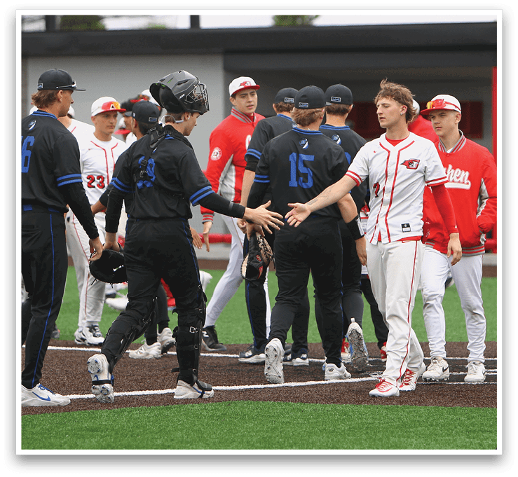 A group of baseball players on a field. Description generated by AI
