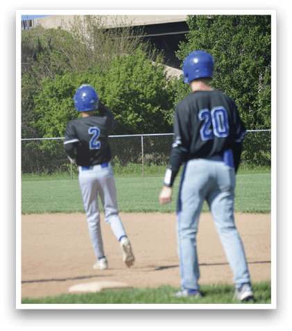 A baseball game is taking place on a field. Description generated by AI