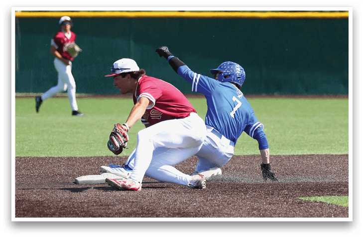 A baseball player slides into home plate. Description generated by AI
