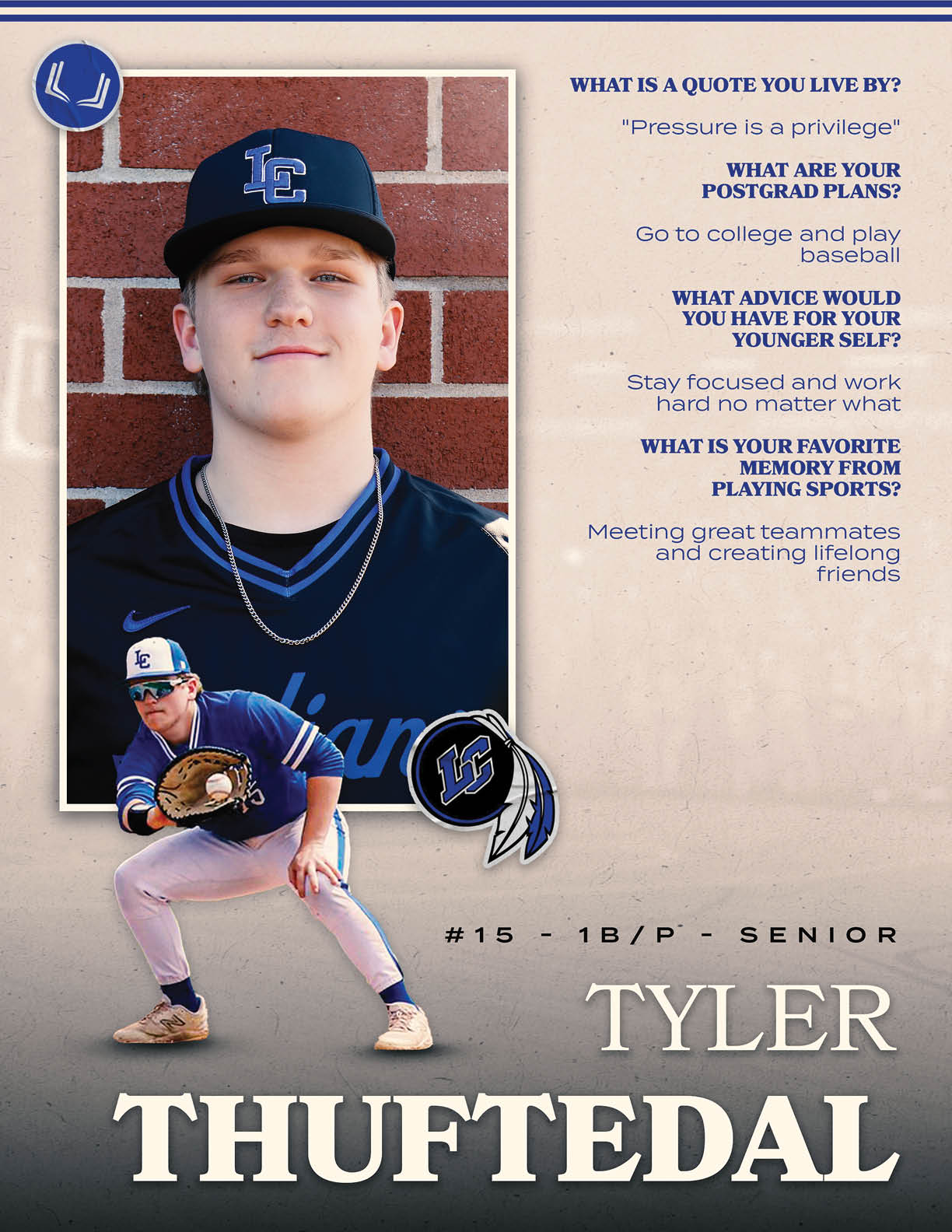 A baseball player named Tyler Thufedal. Description generated by AI