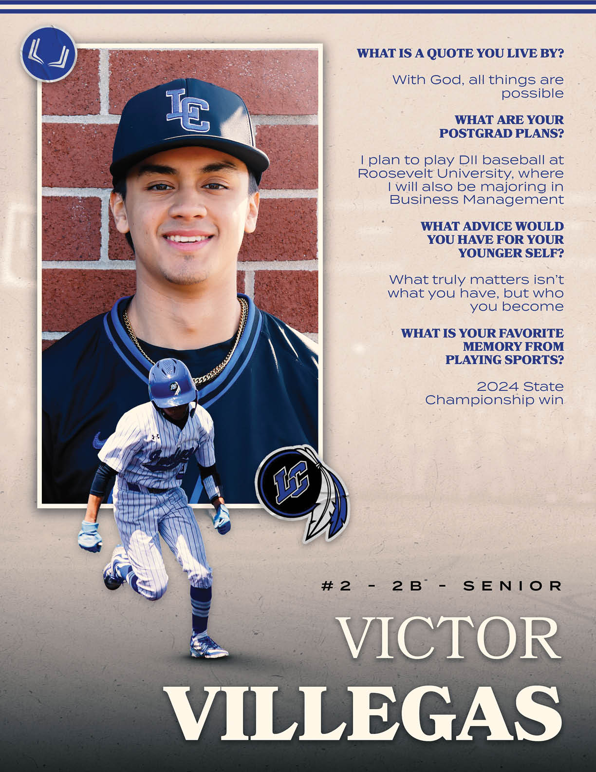 A baseball player named Victor Villagas. Description generated by AI