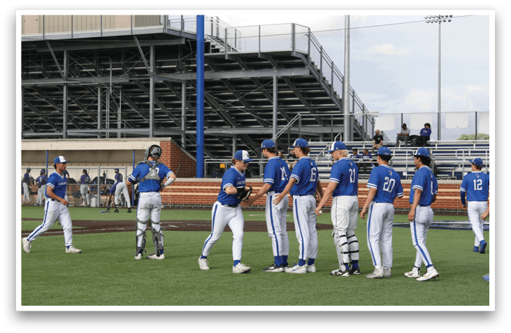 Baseball players on a field. Description generated by AI