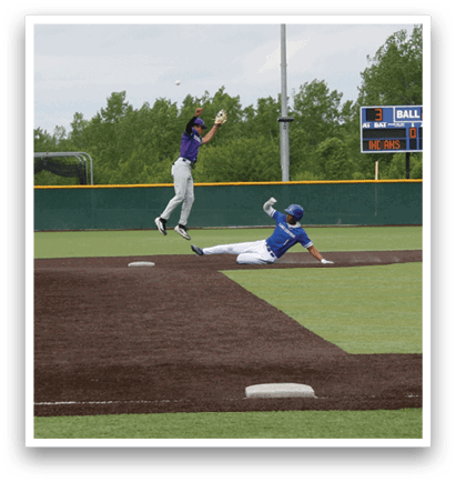 A baseball game is taking place on a field. Description generated by AI