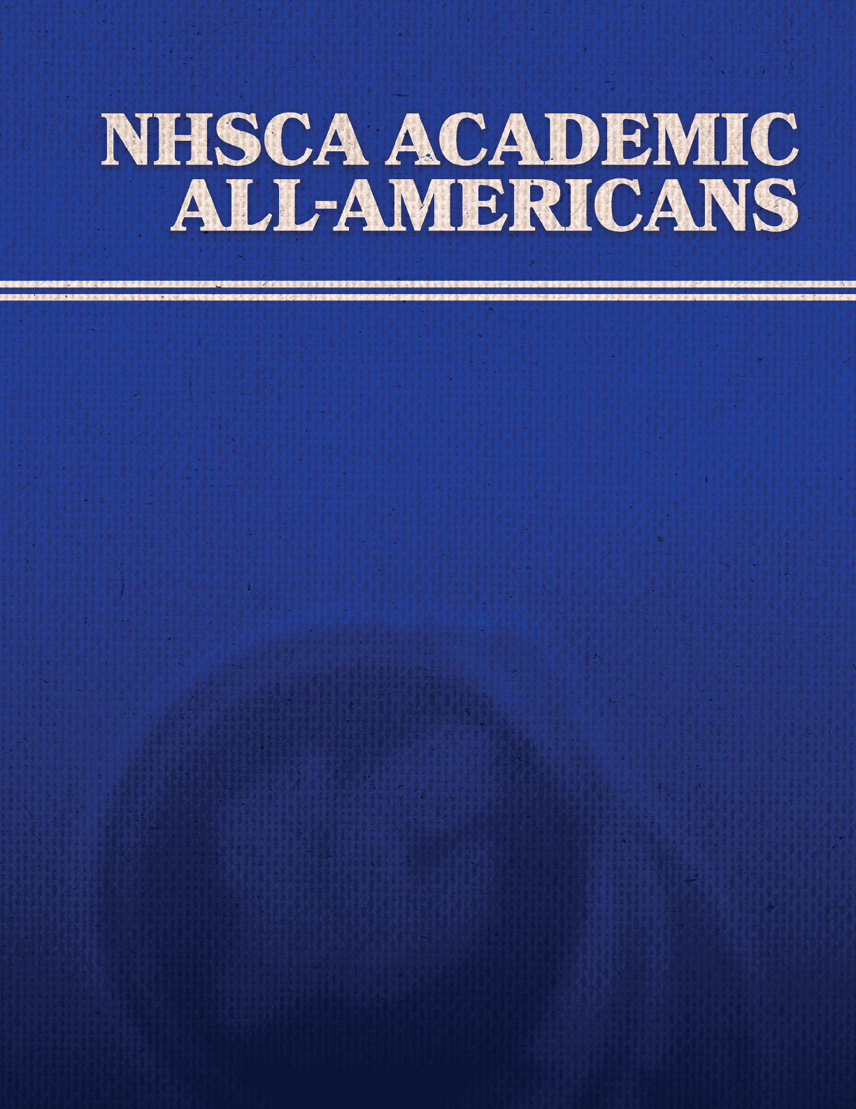 A blue and white sign that says NHSCAC Academic All Americans. Description generated by AI