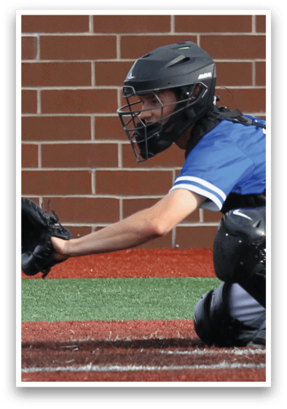 A baseball player wearing a blue shirt and black helmet. Description generated by AI