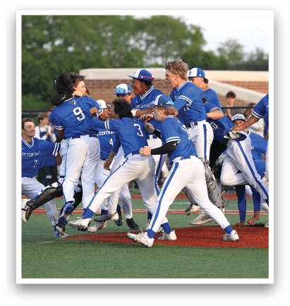 A group of baseball players celebrating on the field. Description generated by AI