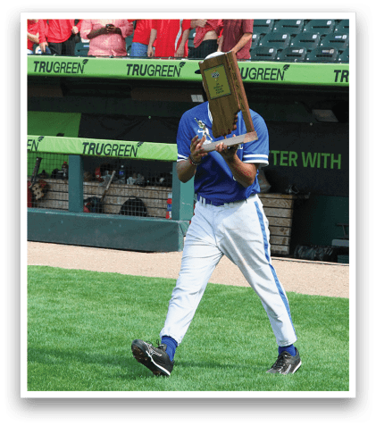 A man holding a wooden box on his head. Description generated by AI
