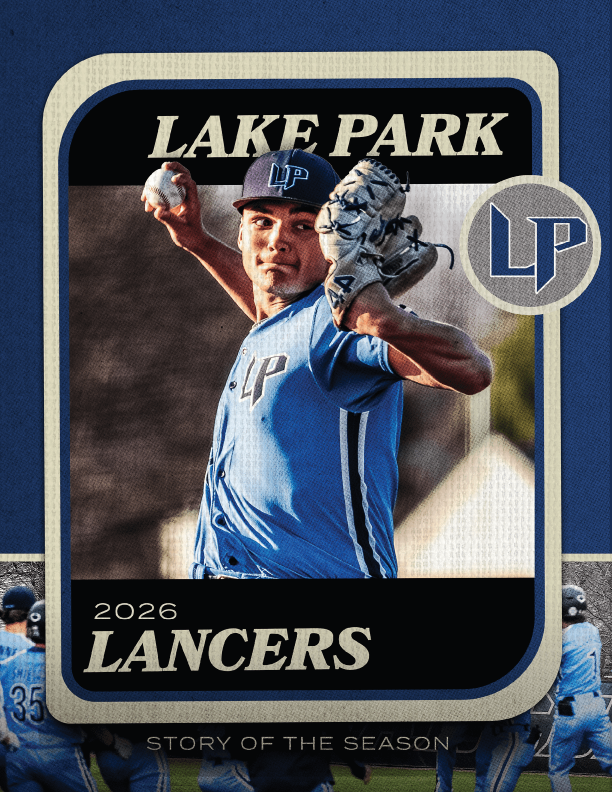 A baseball player in a blue shirt and blue hat is shown on a card. AI generated content