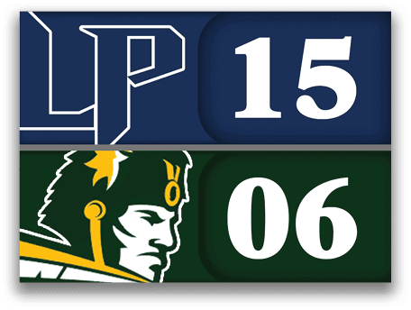 A sports game is being played between two teams, one wearing green and the other wearing yellow. The score is 15 to 6 in favor of the yellow team. AI generated content