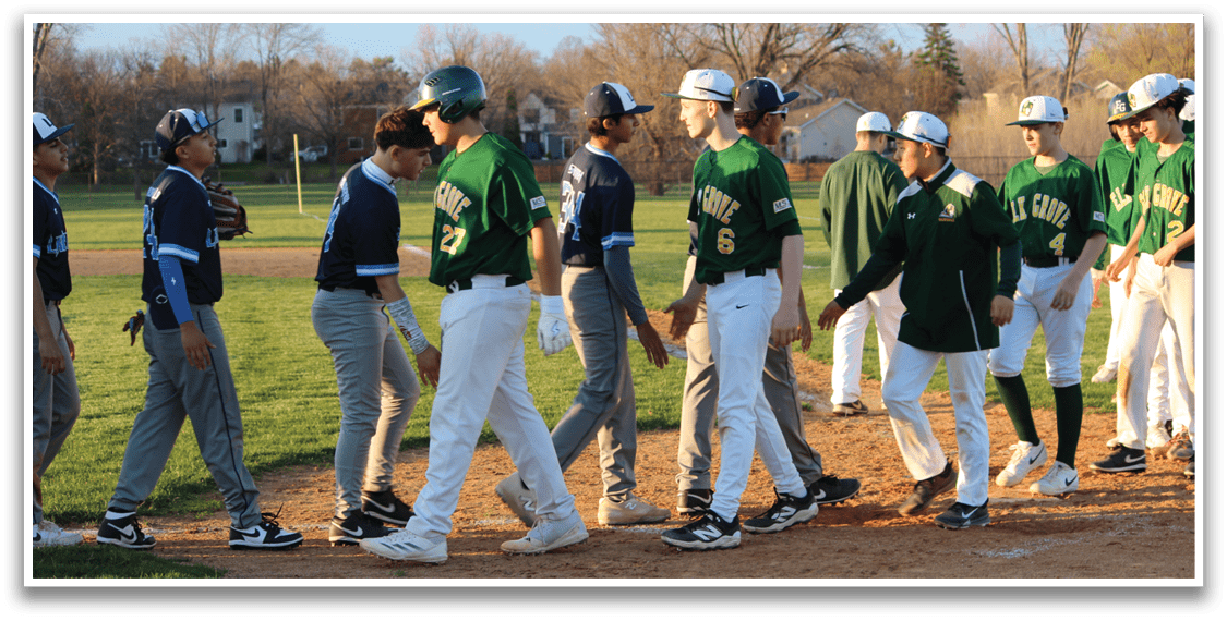 A group of baseball players wearing green and white uniforms are walking across a field. AI generated content