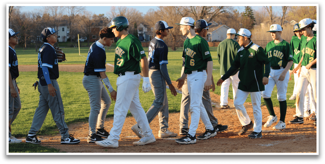 A group of baseball players wearing green and white uniforms are walking across a field. AI generated content