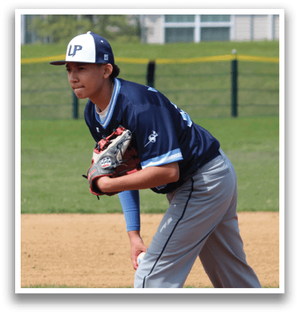 A baseball player in a blue shirt and gray pants is on the pitcher's mound, preparing to throw the ball. AI generated content