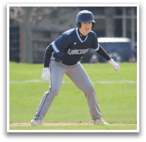 A baseball player in a blue and gray uniform is standing on a field, ready to play. AI generated content