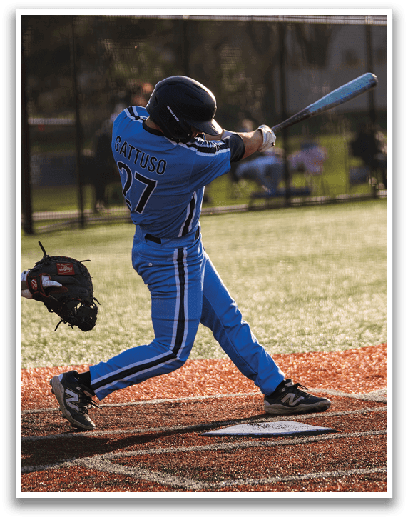 A baseball player is swinging a bat at a ball. AI generated content