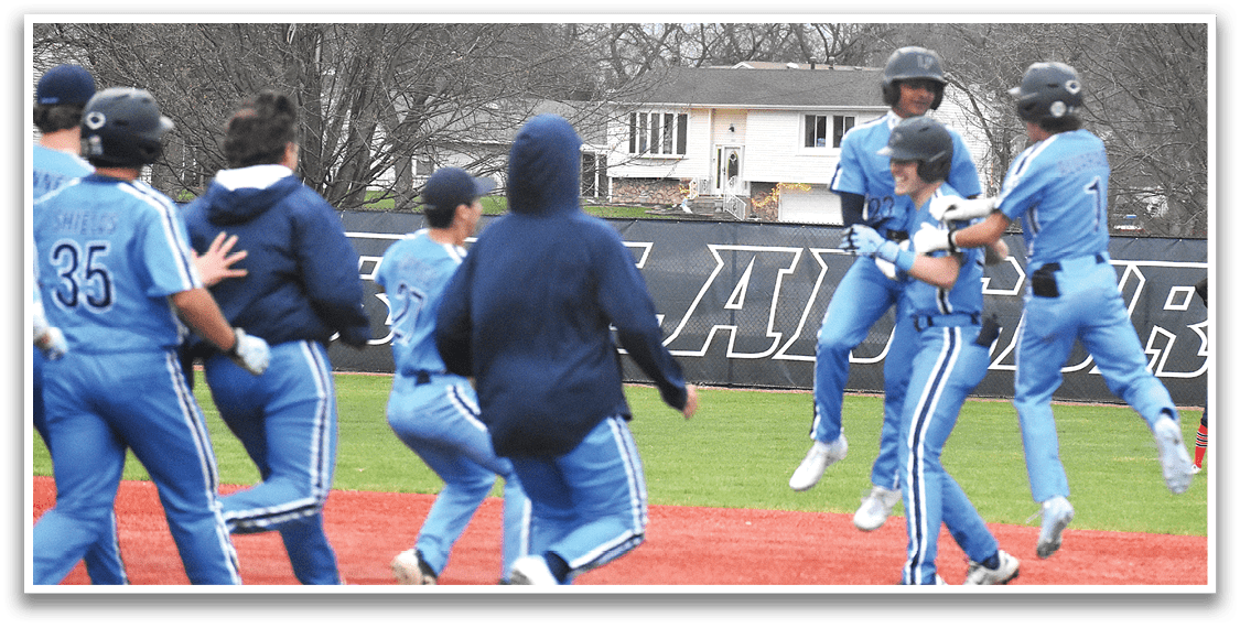 A group of young men celebrating a baseball game. AI generated content