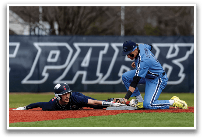 Two baseball players on the field, one is sliding into home plate while the other is trying to catch the ball. AI generated content