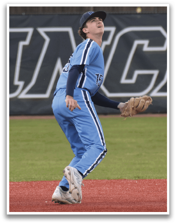 A baseball player in a blue uniform is catching a ball. AI generated content