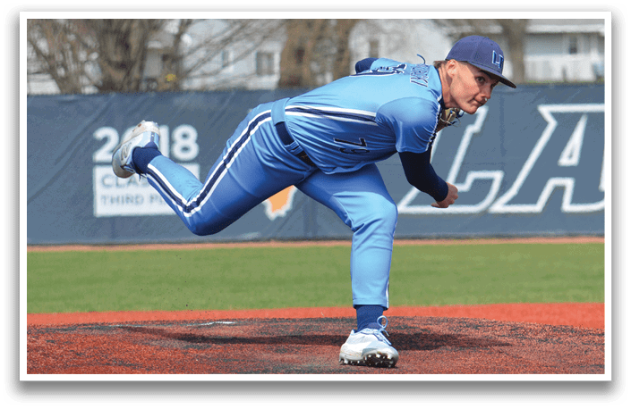 A baseball pitcher in a blue uniform is in the process of throwing a pitch. AI generated content