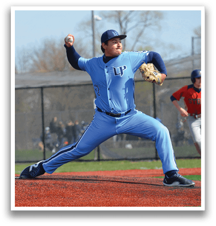 A baseball player in a blue uniform is pitching a ball. AI generated content