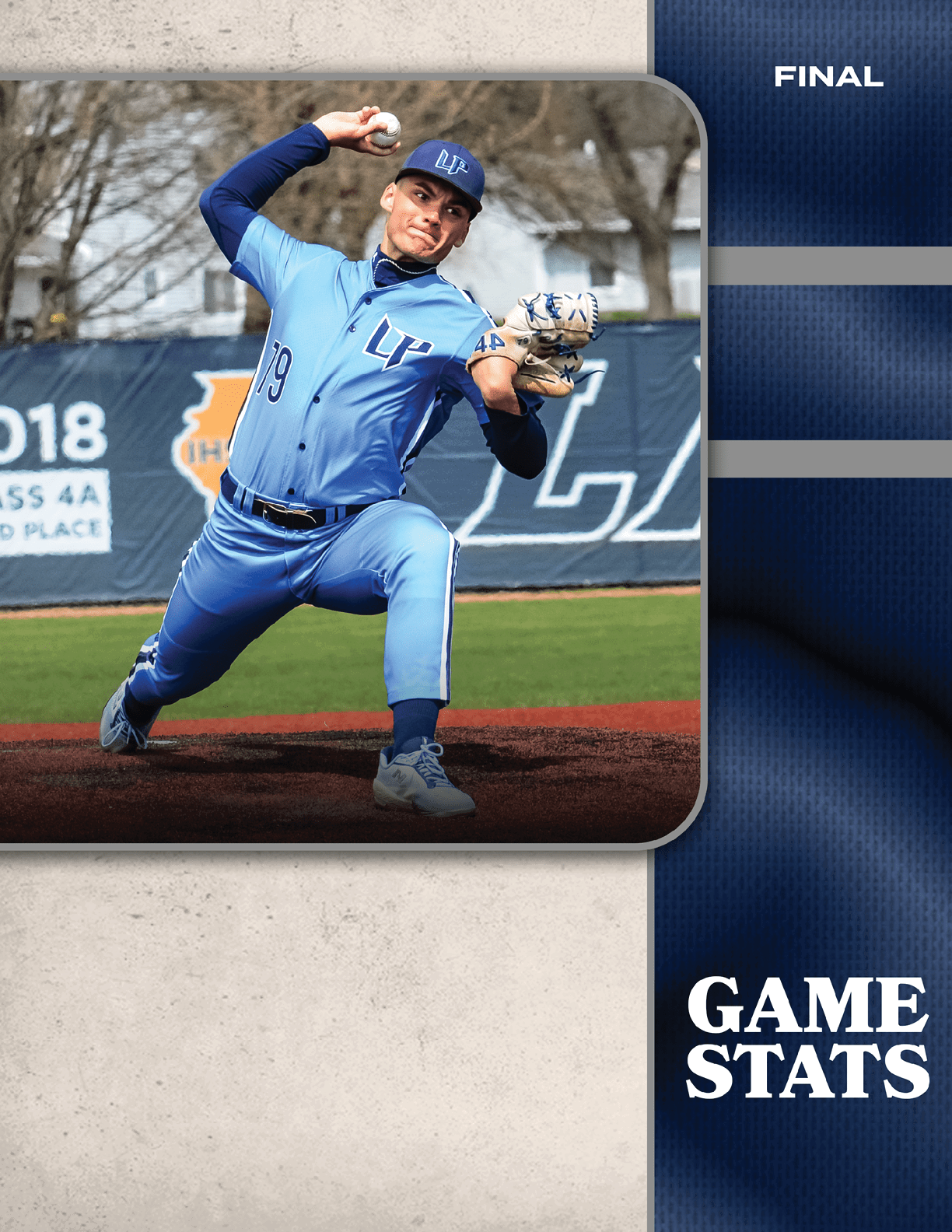 A baseball player in a blue uniform is pitching a ball. AI generated content