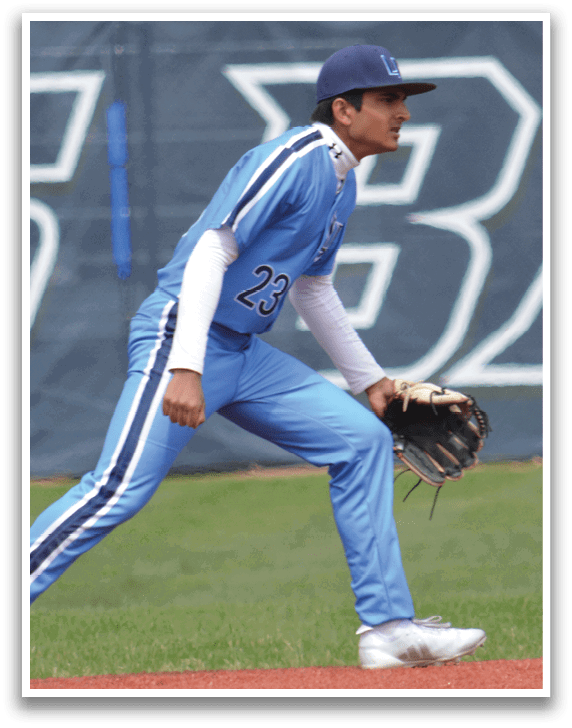 A baseball player in a blue uniform is running on the field. AI generated content