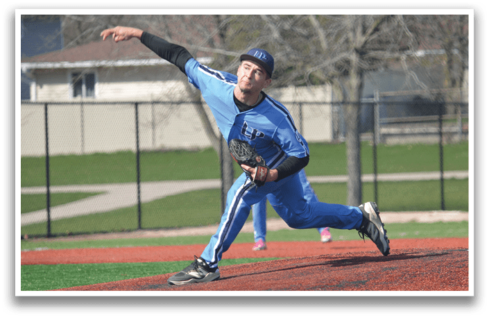 A baseball player in a blue shirt and blue hat is pitching a ball. AI generated content