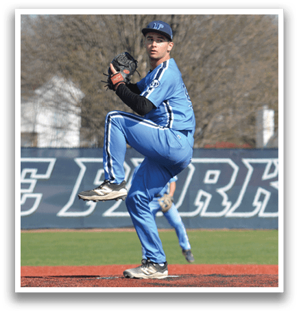 A baseball player in a blue uniform is pitching a ball on a field. AI generated content