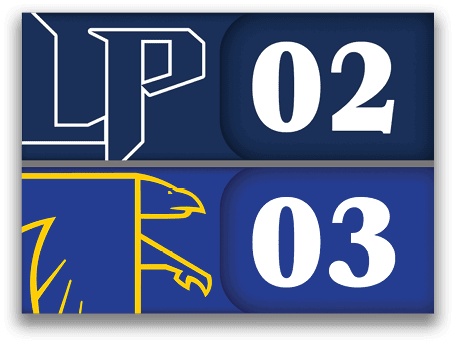 A blue and yellow logo with the number 03 on it. AI generated content