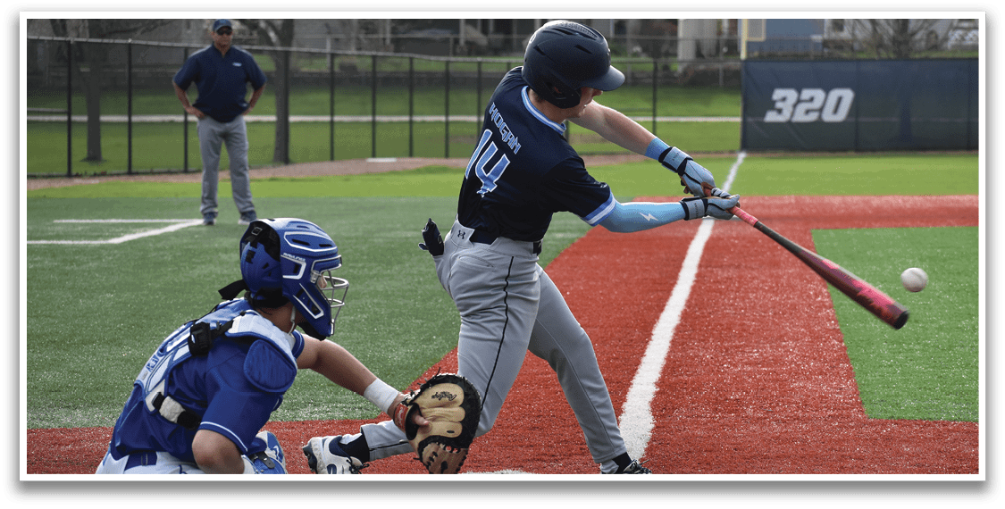 A baseball player is swinging a bat at a ball. AI generated content