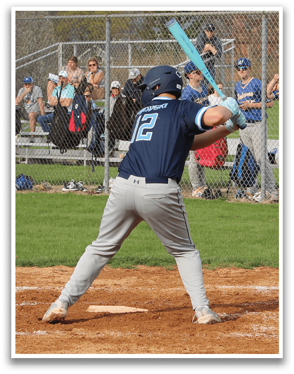 A baseball player is swinging a bat, while a catcher and umpire are positioned behind him. The batter is wearing a blue jersey and is in the process of hitting the ball. AI generated content