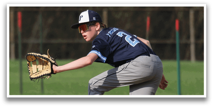 A baseball player in a blue shirt and grey pants is swinging a bat at a ball. AI generated content