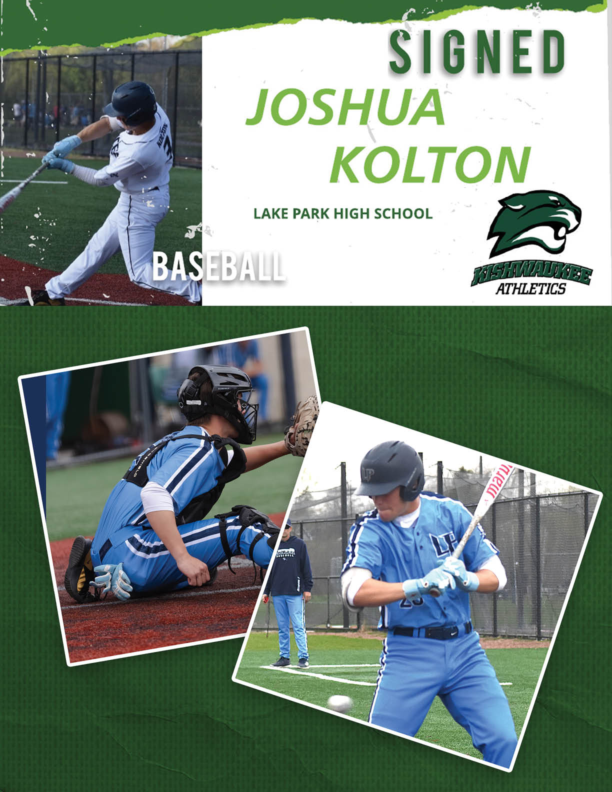 A baseball player in a blue uniform is swinging a bat. AI generated content