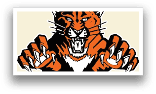 A tiger logo with its mouth open and teeth showing. AI generated content