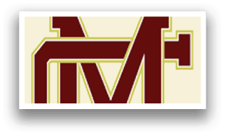 A logo for a college or university, featuring a large M. AI generated content