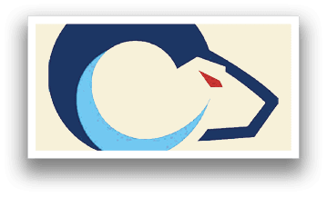 A blue and white logo with a red arrow. Description generated by AI