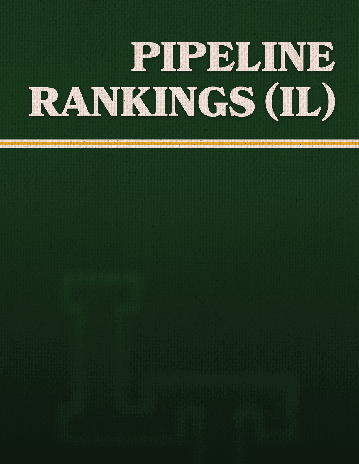 A green and yellow sign that says “Pipe Line Rankings (I.L.)" Description generated by AI