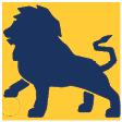 A lion is standing next to a yellow ball. Description generated by AI