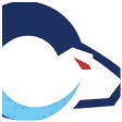 A blue and white logo with a red arrow. Description generated by AI