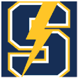 A yellow lightning bolt on a blue background. Description generated by AI