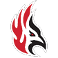 A red and white bird with a black background. AI generated content