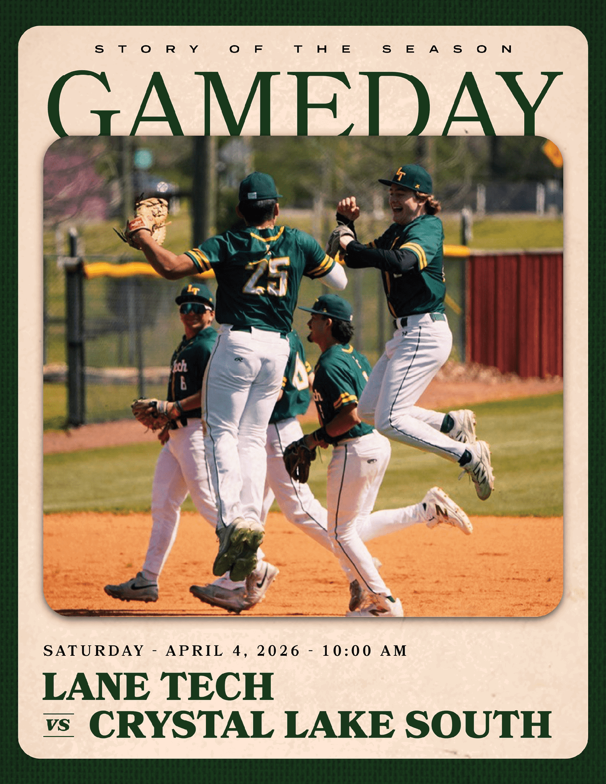 A baseball game is being played between the LSU Tigers and the Crystal Lake South Gators. AI generated content