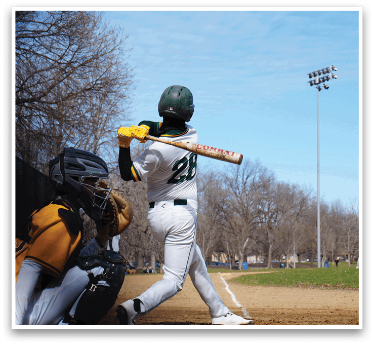 A baseball player is swinging a bat at a ball, with a catcher and an umpire behind him. AI generated content