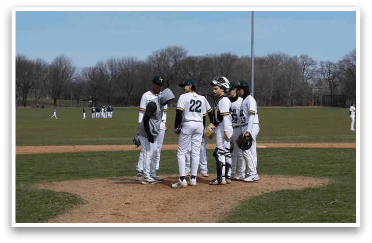 A group of baseball players on a field, some of them wearing white uniforms and standing in the dirt. AI generated content