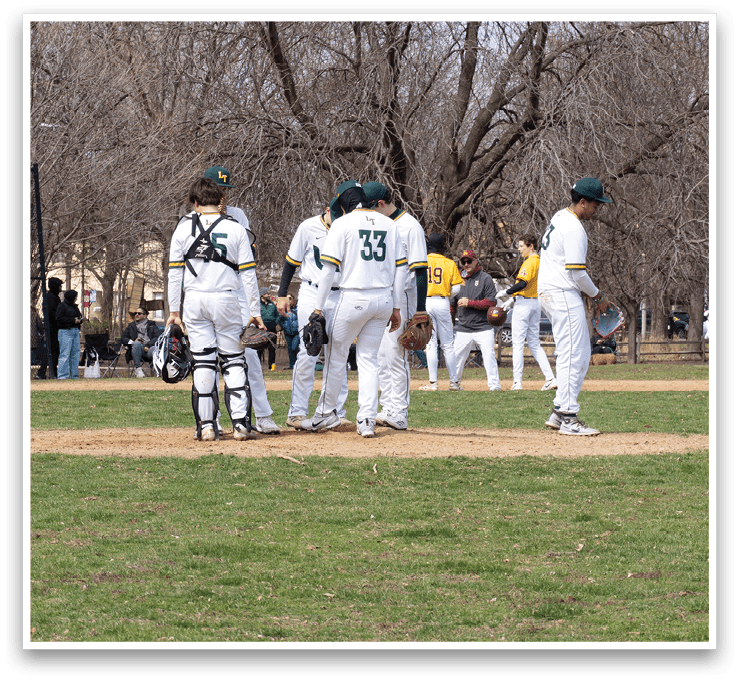A group of baseball players on a field, some of them wearing white uniforms and standing in the grass. AI generated content