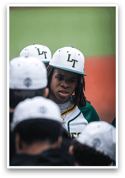 A group of people wearing baseball caps and jerseys are standing together. AI generated content