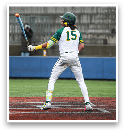 A baseball player in a white and green uniform is swinging a bat at a ball. AI generated content