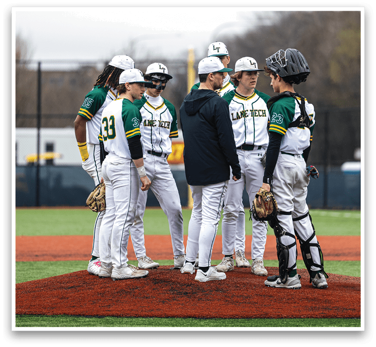 Baseball players on a field, some wearing helmets, talking to each other. AI generated content