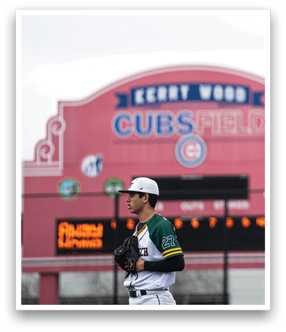 A group of people are sitting on a bench, watching a baseball game. AI generated content