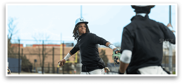 Two baseball players on the field, one is throwing the ball while the other is ready to catch it. AI generated content